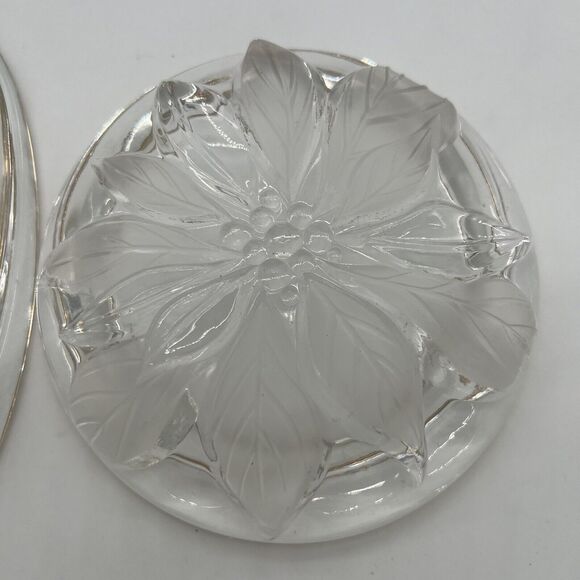 Vintage Set Of 2 Crystal Floral Trinket Jewelry Trays 1980s - Picture 5 of 6